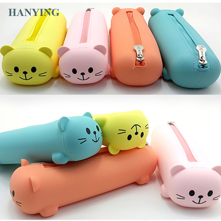 Wholesale Cute Carton Pattern Pencil Pouch School and Office Silicone Pencil Case For Kids