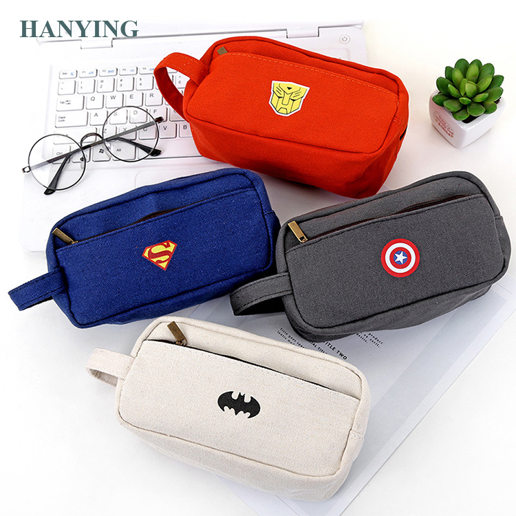 Superhero Custom Large Capacity Student Canvas Pencil Bag